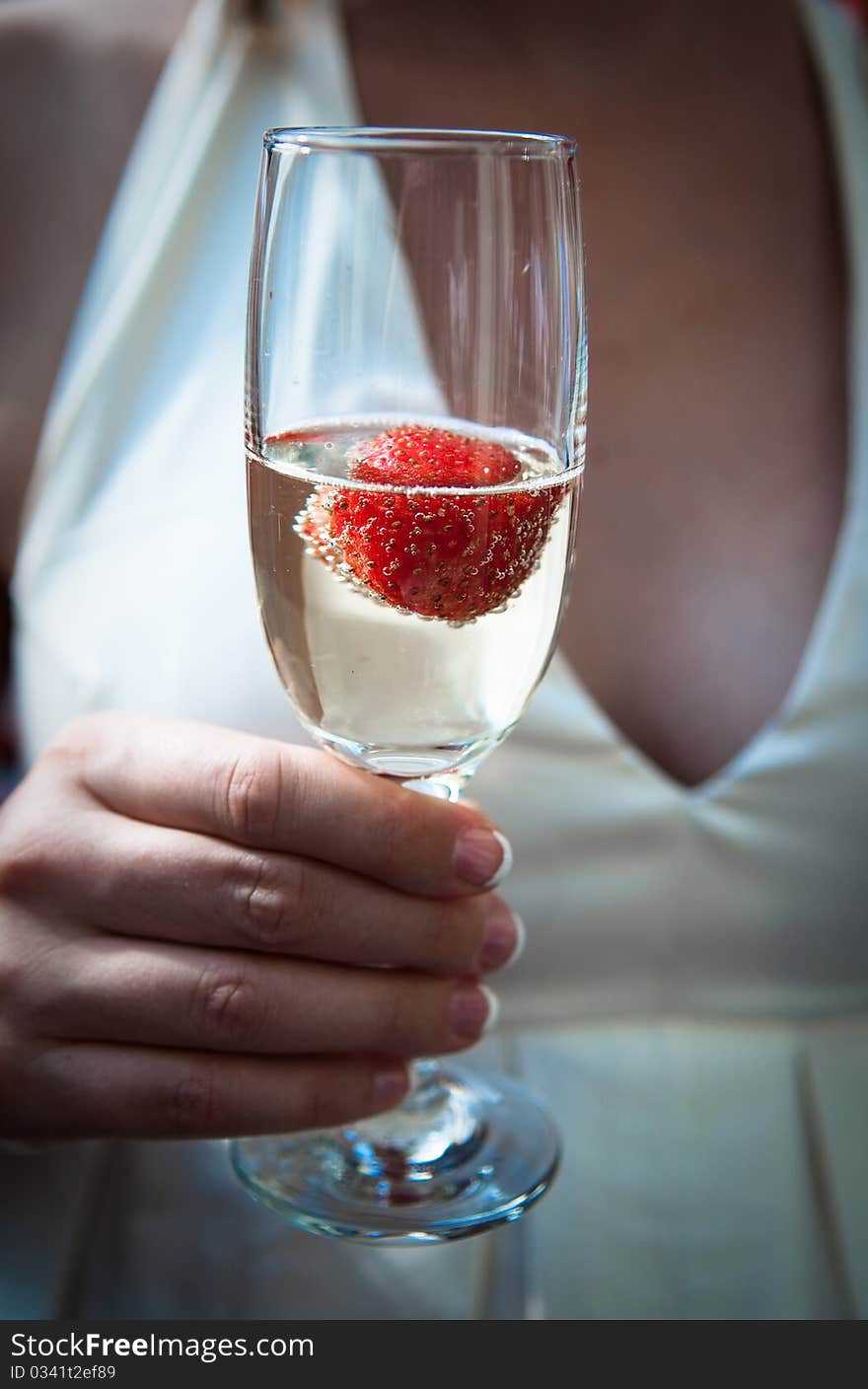 Bride With A Glass Of Champagne