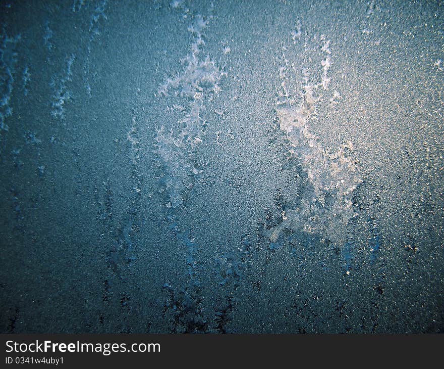 Snow pattern on winter window