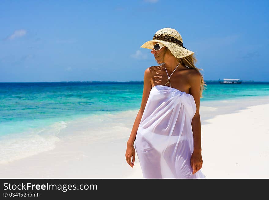 Lady On A Tropical Beach