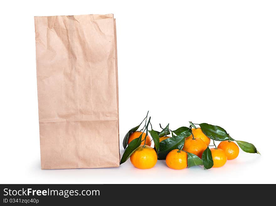 Tangerines with bag