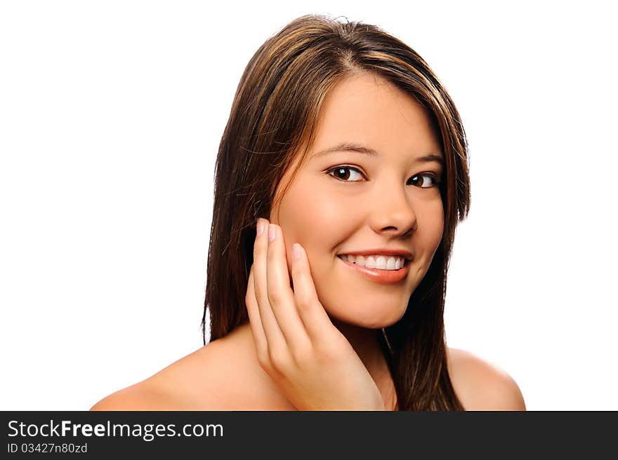 Close up of a model in studio