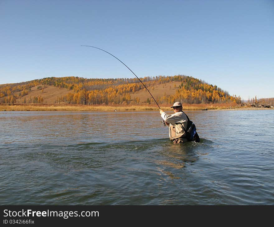 Fishing - fisherman catched big fish