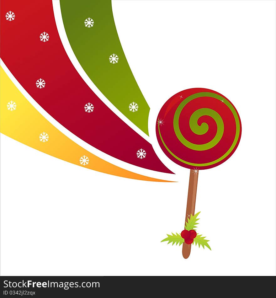 Christmas lollipop background with berry