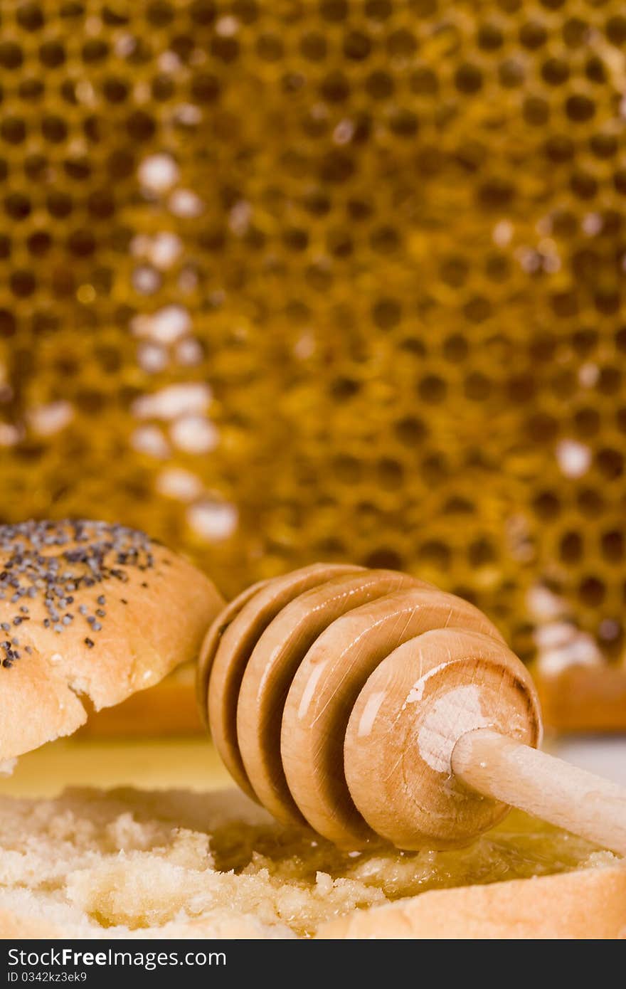 Beautiful yellow patch of healthy and tasty honey