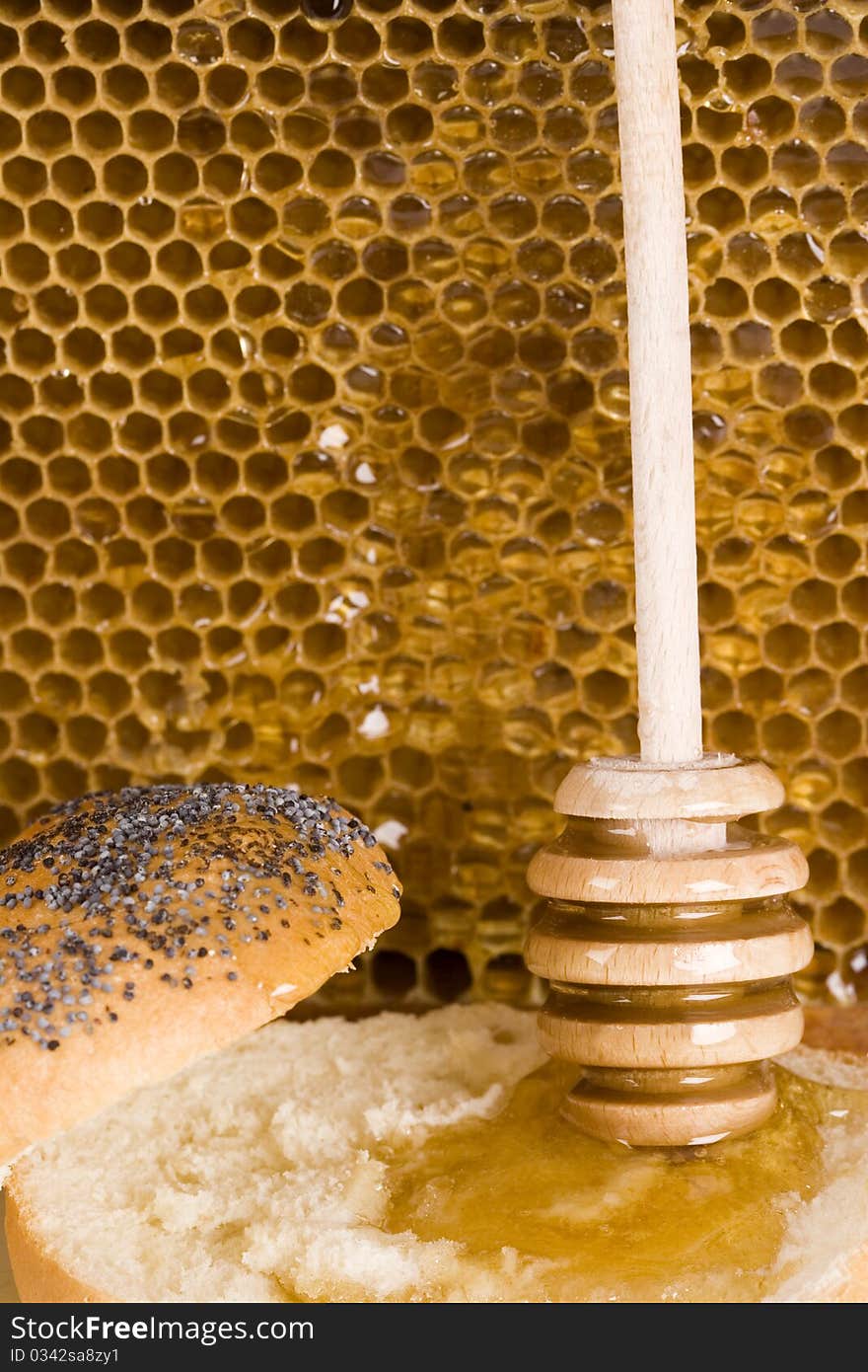 Beautiful yellow patch of healthy and tasty honey