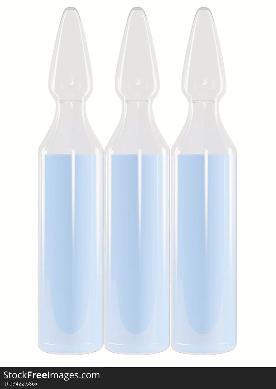 Glass ampoule set with liquid medicine