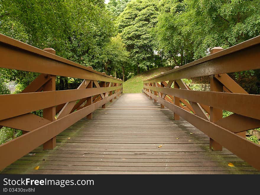 Wooden Bridge In The Park