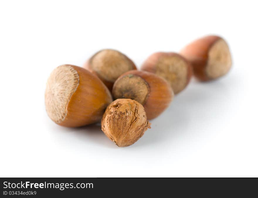 Hazelnuts On A White Background