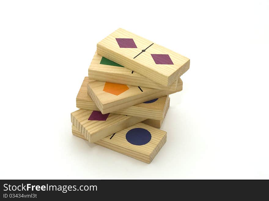 Develops wooden toy on white background