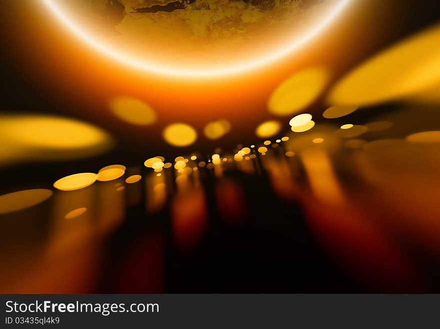 Abstract glowing planet and lights from highway. Elements of this image furnished by NASA. Abstract glowing planet and lights from highway. Elements of this image furnished by NASA.