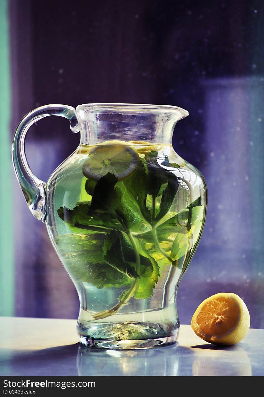 Mint tea with lemon.