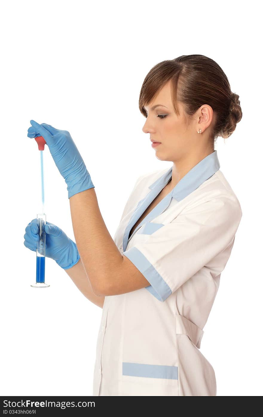 Doctor holds a tube with sample of new antidote