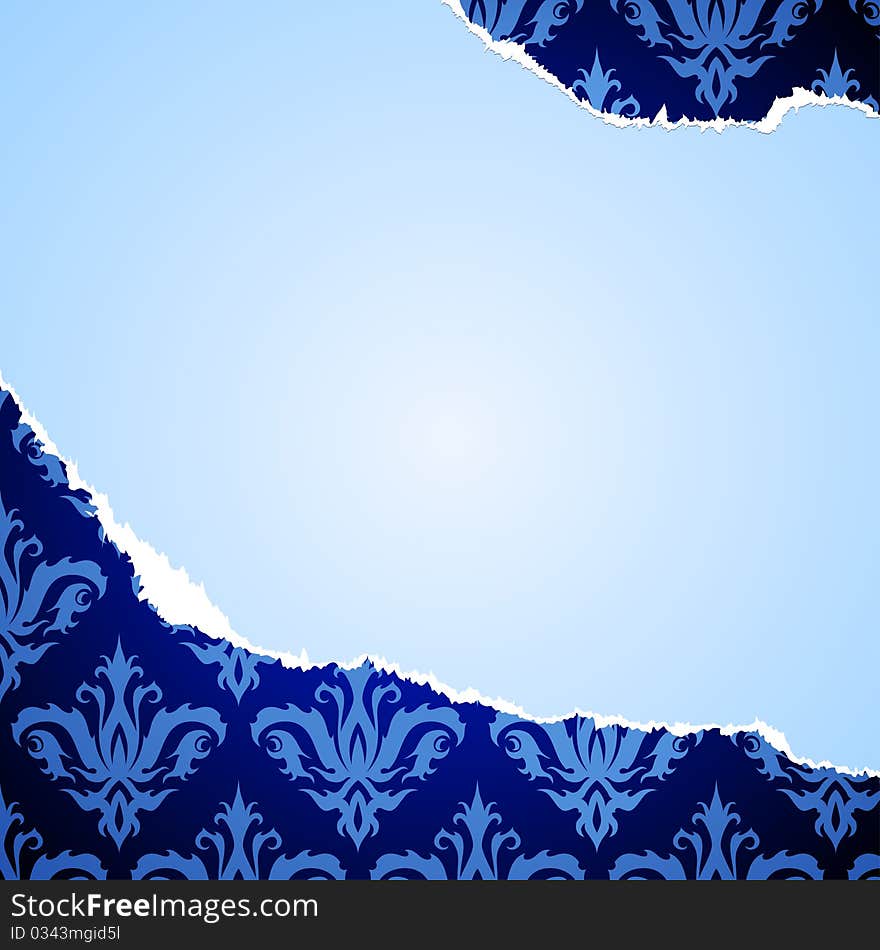 A beautiful background with a blue torn paper. A beautiful background with a blue torn paper