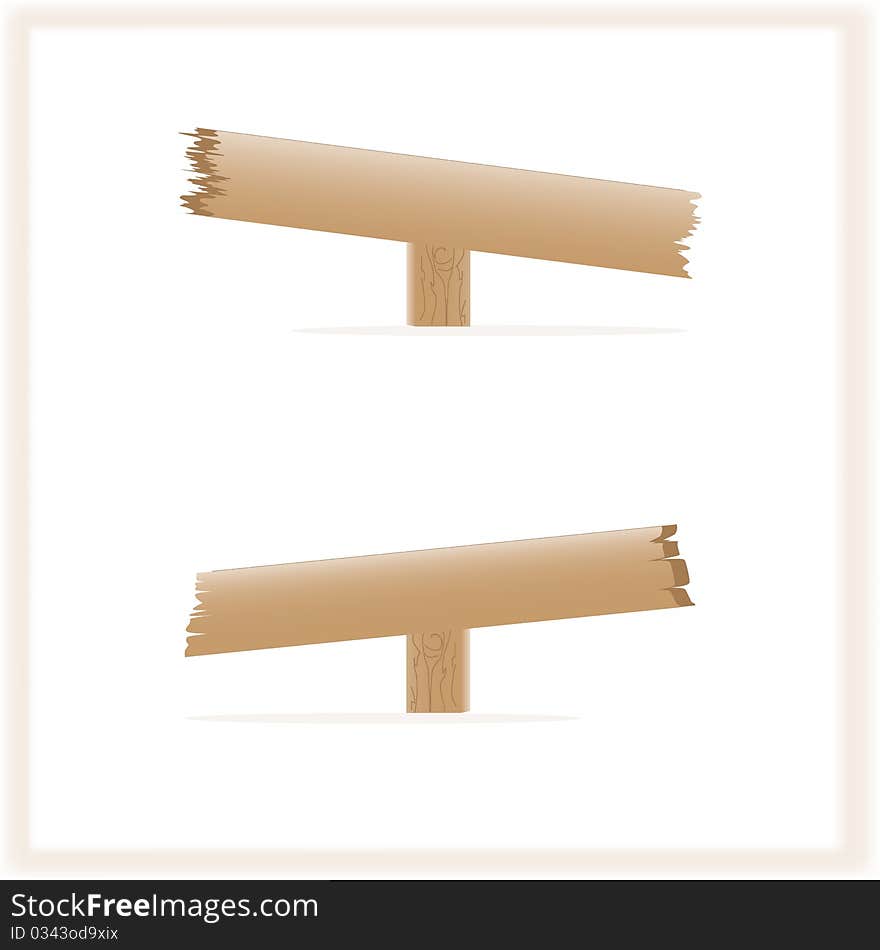 Brown wooden signs on a white background, vector illustration, eps10