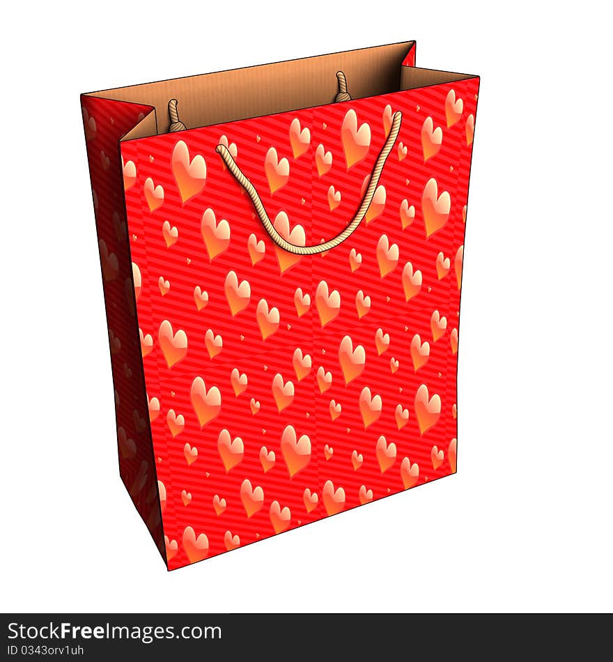 Red gift bag with hearts