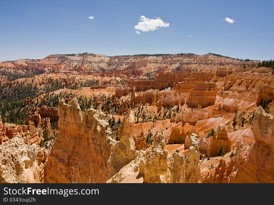 Landscape view of Bryce Canyon National park viewed from the rim. Landscape view of Bryce Canyon National park viewed from the rim