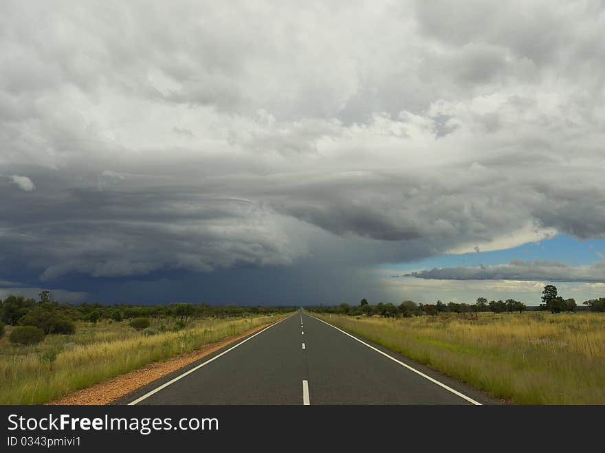 Cobar to Wilcannia road on a warm still day going to Adelaide from Brisbane. Cobar to Wilcannia road on a warm still day going to Adelaide from Brisbane