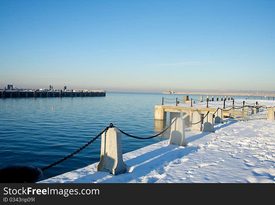 Harbour in the snow