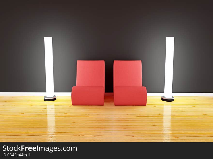 3d rendered modern chair with light. 3d rendered modern chair with light