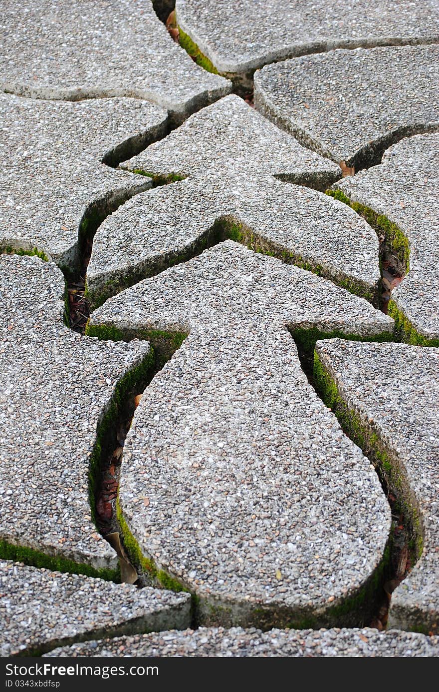 Stone footpath in arrow shape