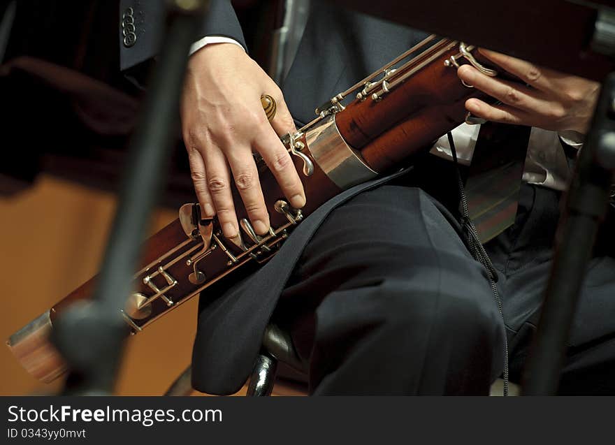 A bassoonist on chamber music concert. A bassoonist on chamber music concert