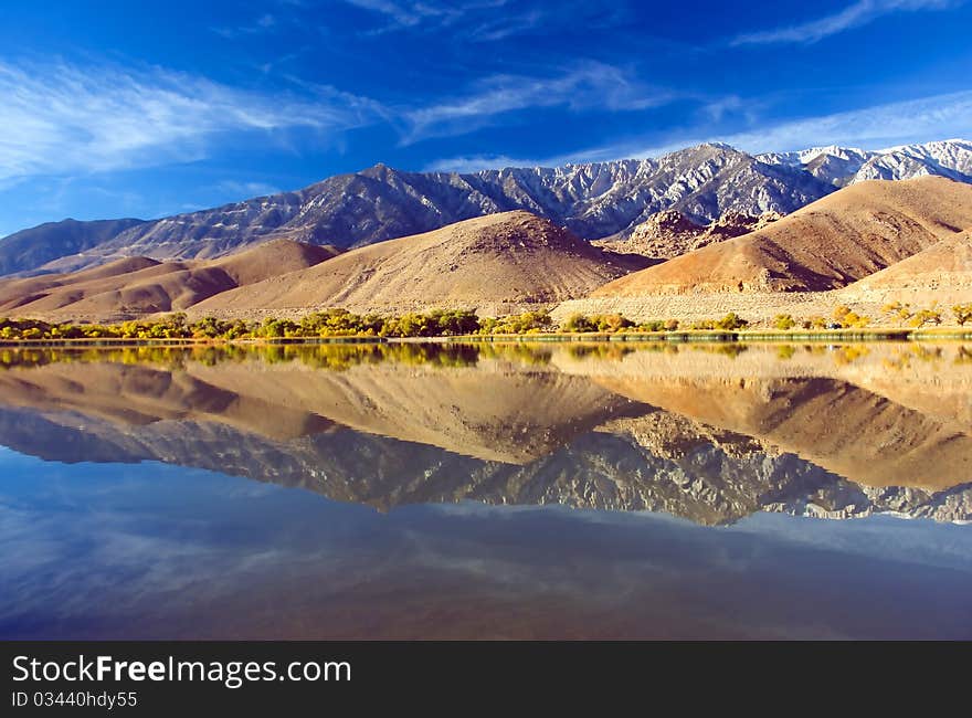 Scenic view of a Mountain and Lake with Reflection