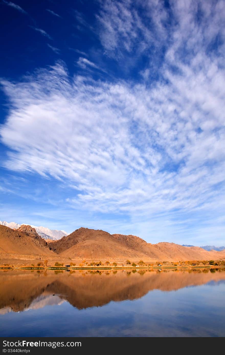 Scenic View Of A Mountain And Lake With Reflection