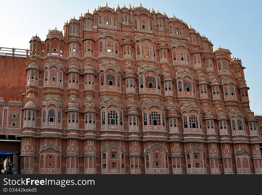 Palace of Winds in Jaipur, India, horizontal shot.