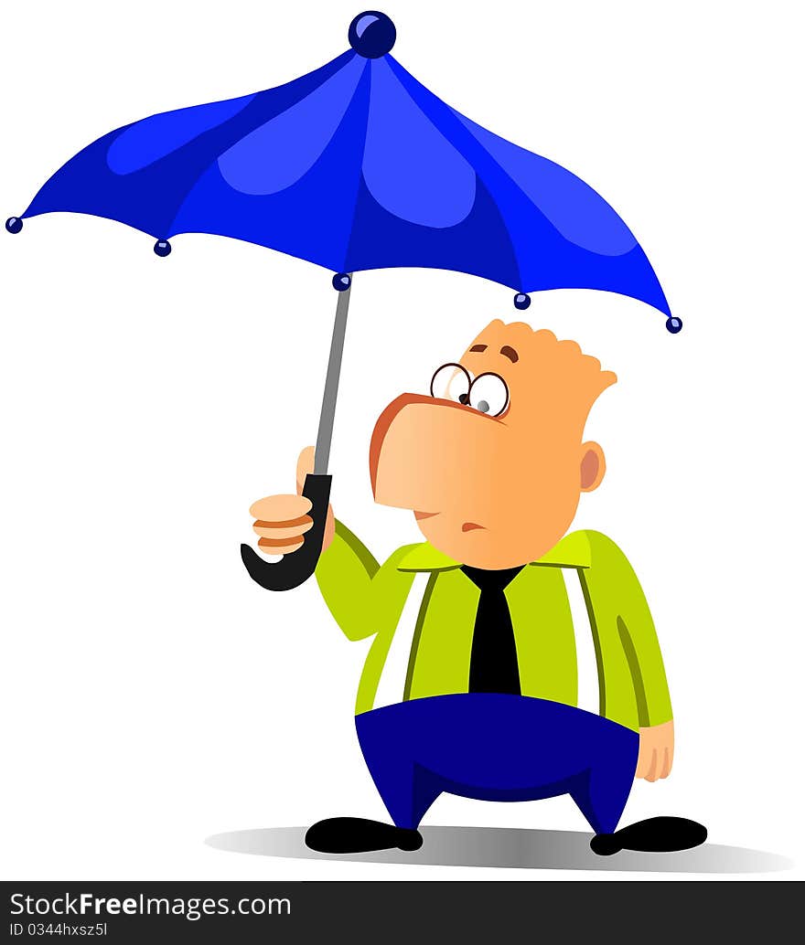 Businessman under umbrella