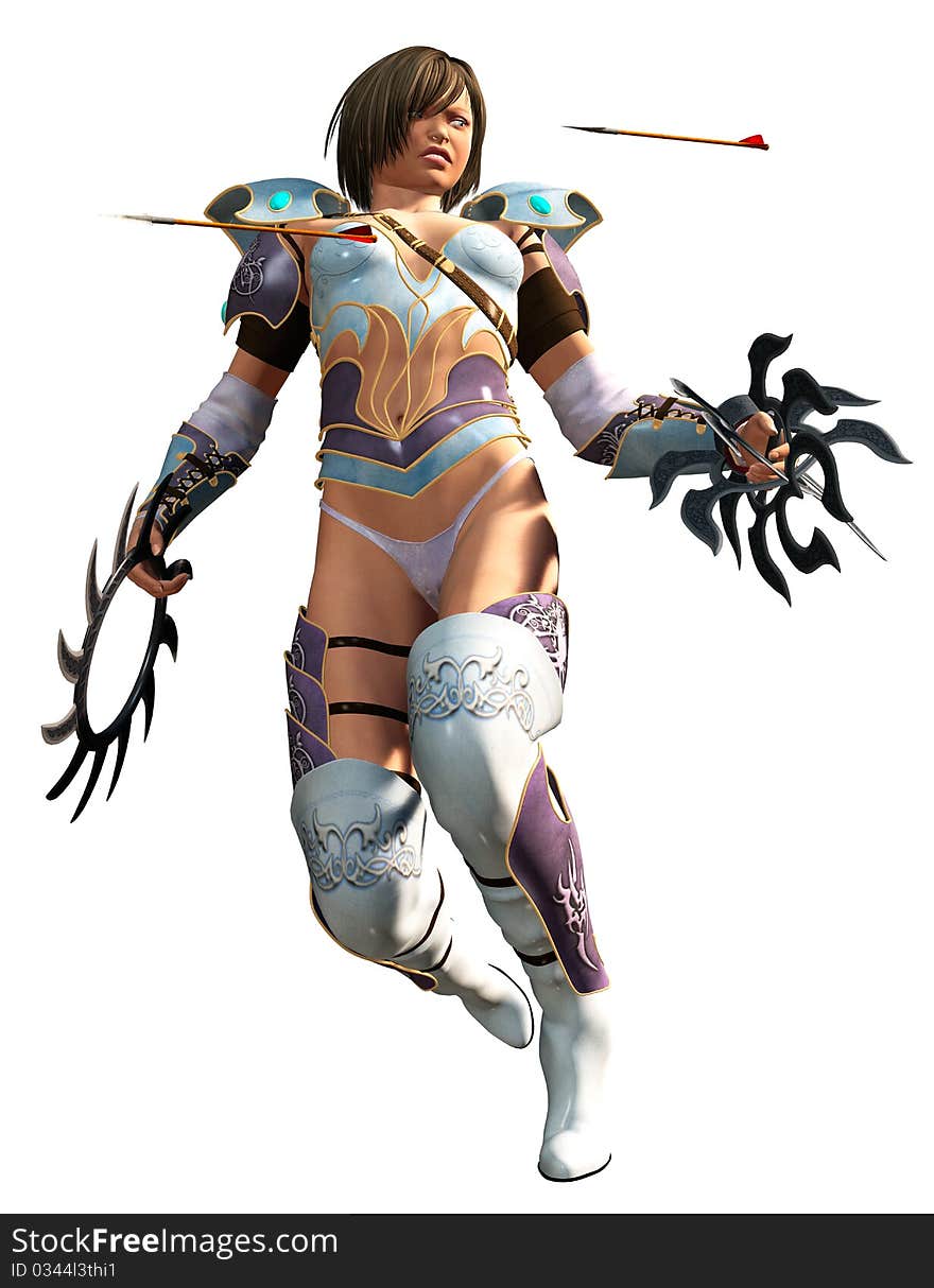 Girl knight armor boots sharp weapon 3d warrior berserk paladin woman