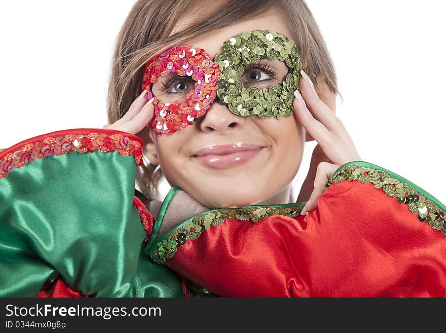 Girl With Colorful Mask