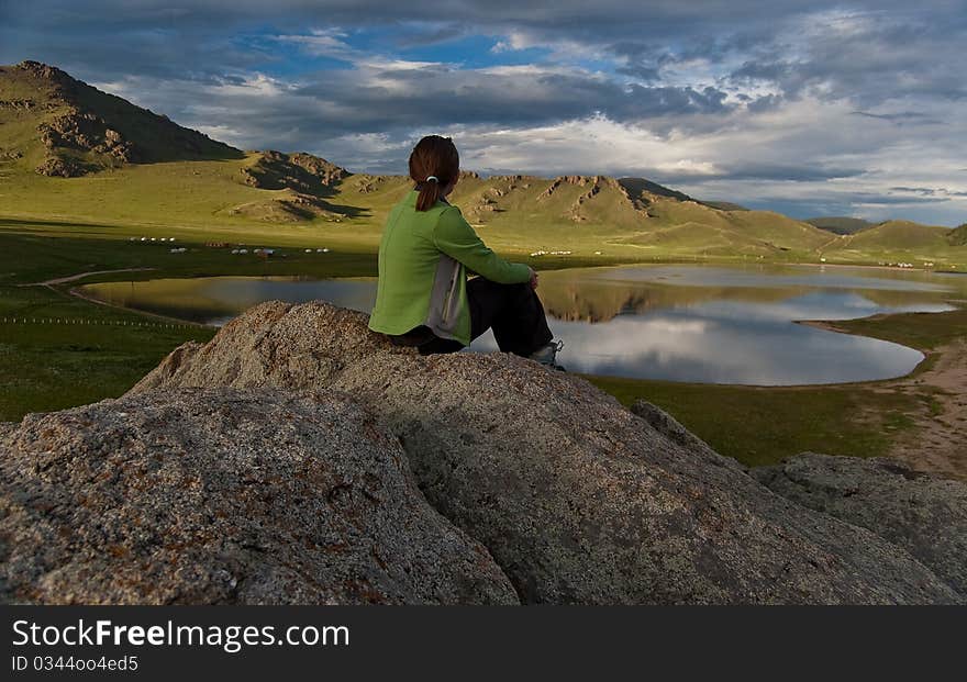 Girl and lake