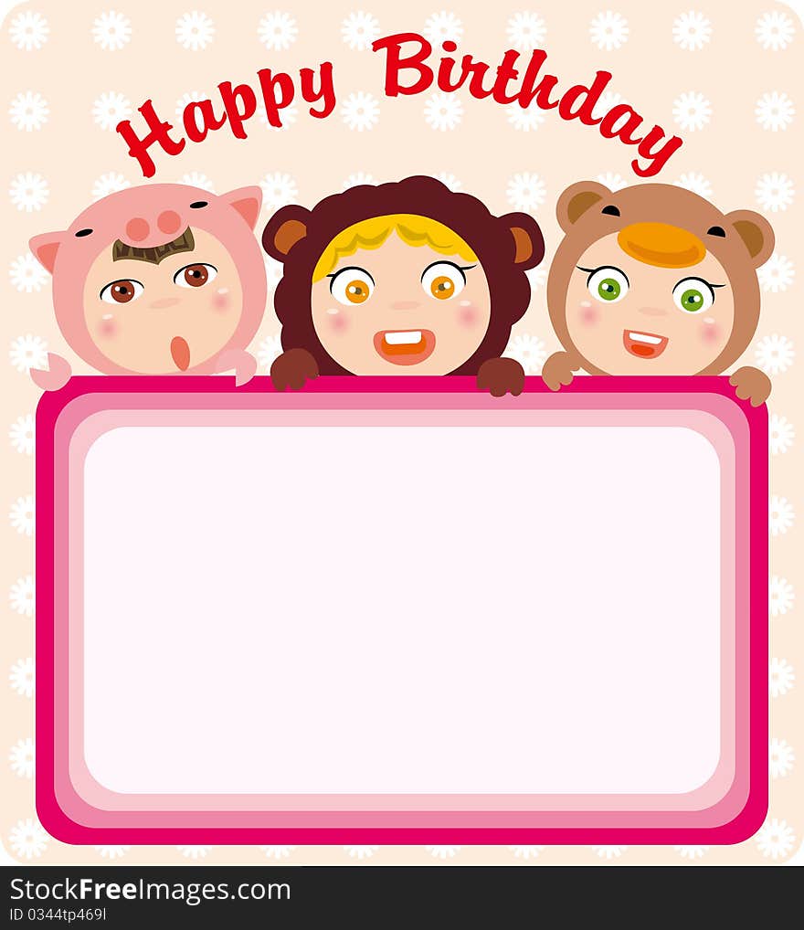 Vector illustration of Happy childdren birthday frame