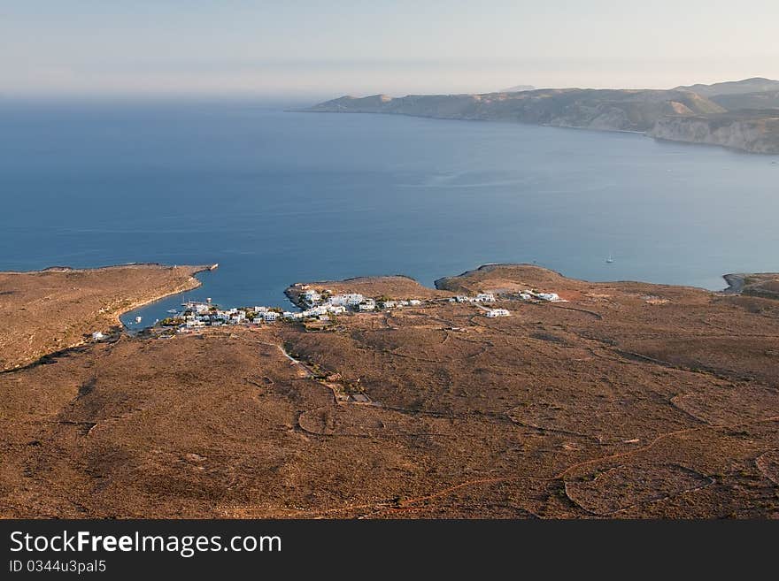 A view to the village of Avlemonas on the eastern coast of Kythera Island, Greece. A view to the village of Avlemonas on the eastern coast of Kythera Island, Greece