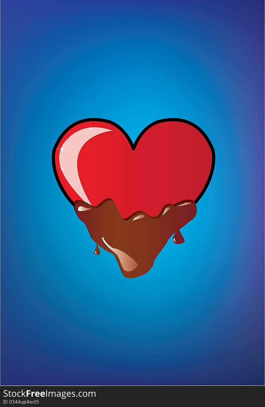 Red heart with chocolate illustration