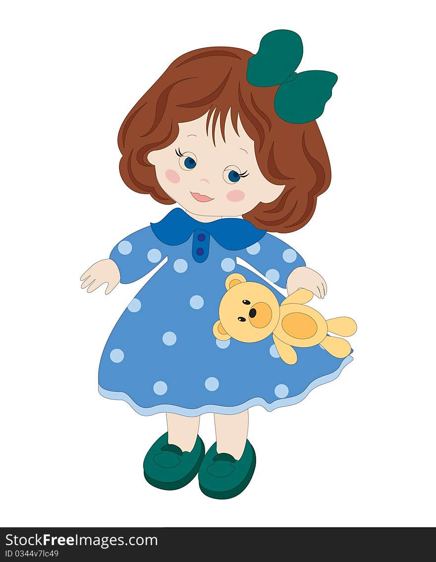 Illustration of cute toddler girl. Illustration of cute toddler girl