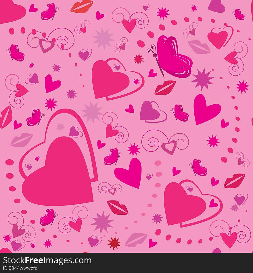 Valentines Seamless Pattern With Hearts