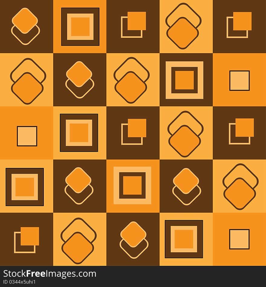 Futuristic seamless pattern with orange and brown rectangles. Futuristic seamless pattern with orange and brown rectangles