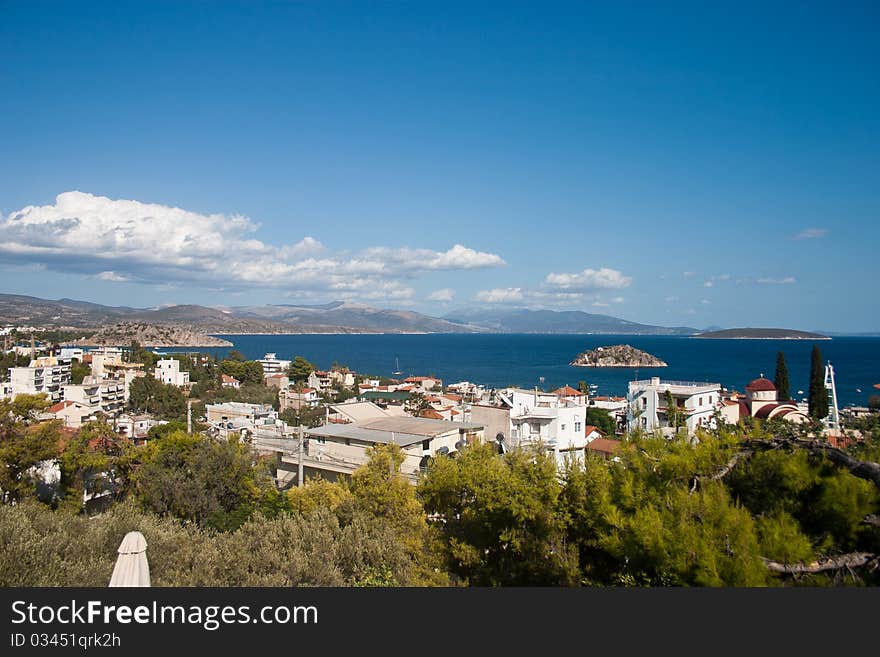 Panoramic view of Tolo, Peloponnese, Greece