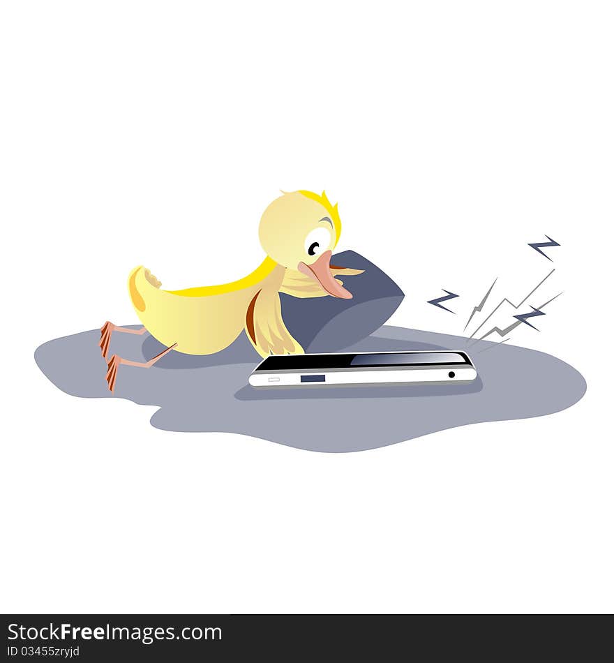 Duckling with telephone