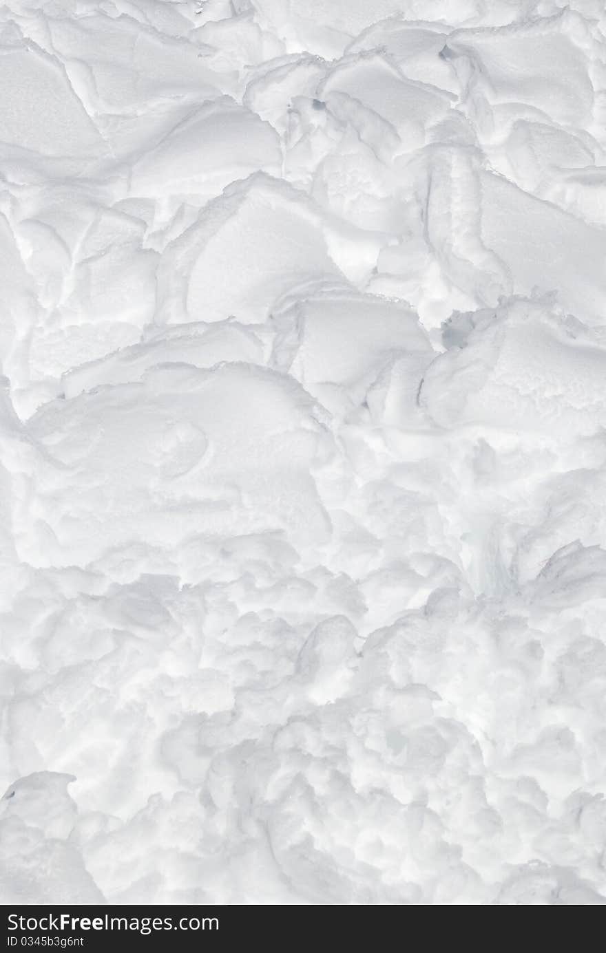 The texture of the snow in the mountains