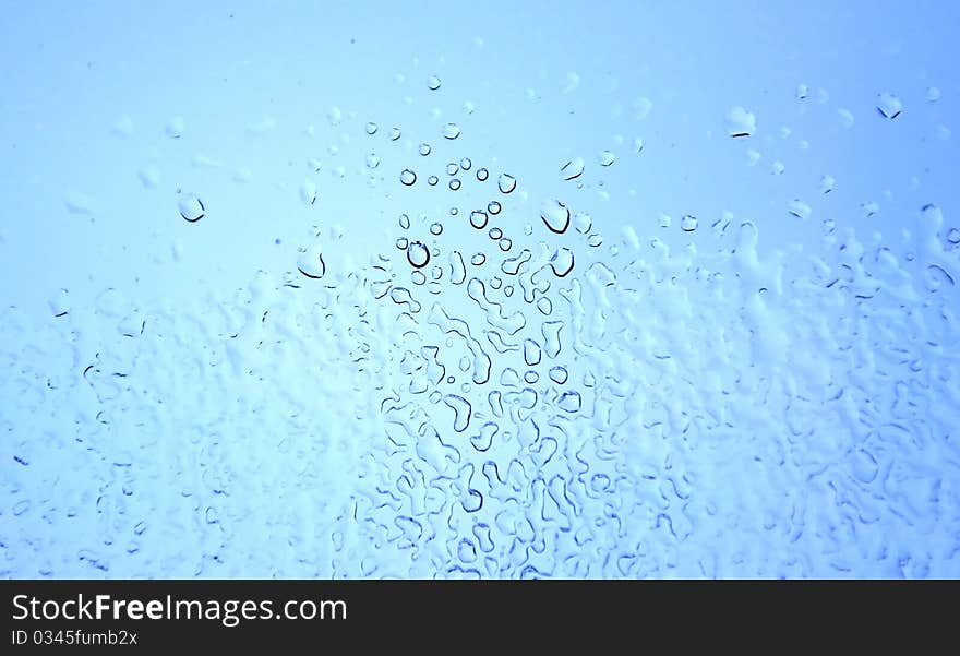 An image of raindrops at the window