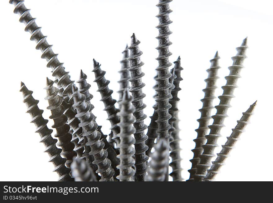 Bolts on a white background for house and summer residence building