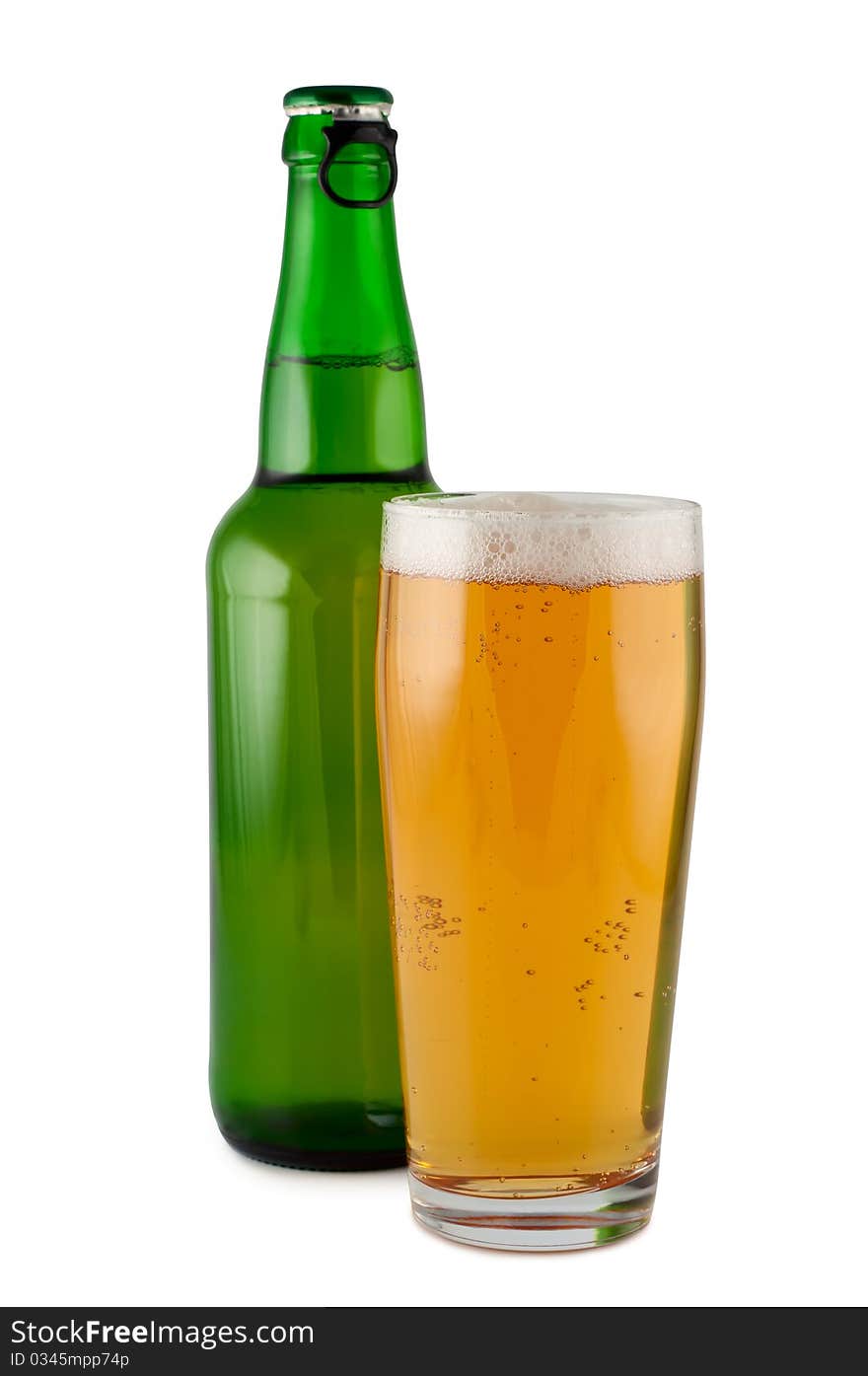 Beer bottle glass isolated.