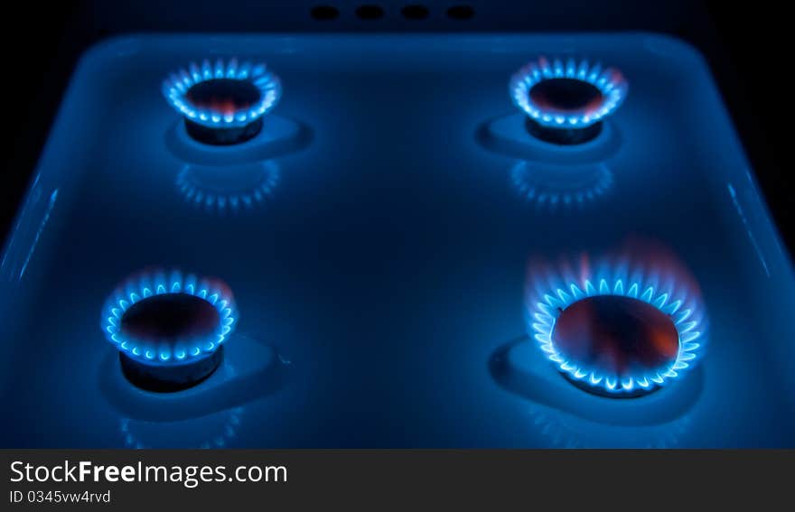 Gas burns on the stove