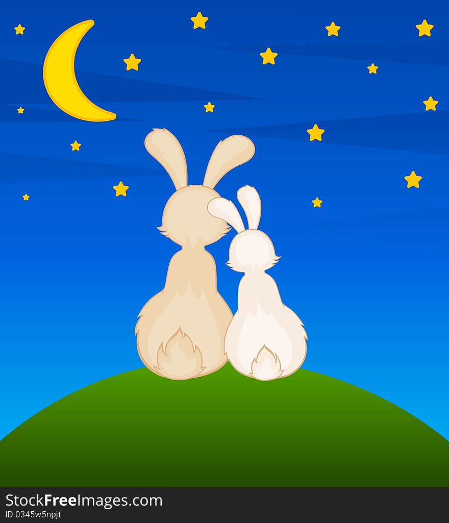 cartoon little toy rabbits illustration for a design