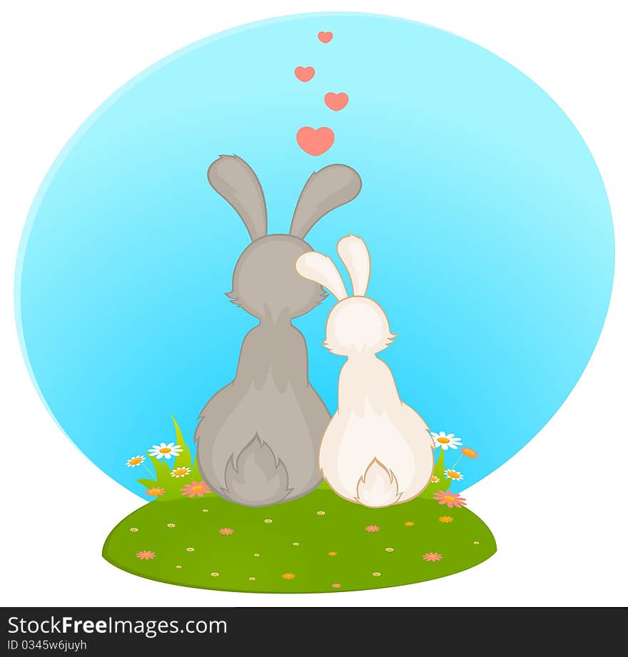 cartoon little toy rabbits illustration for a design