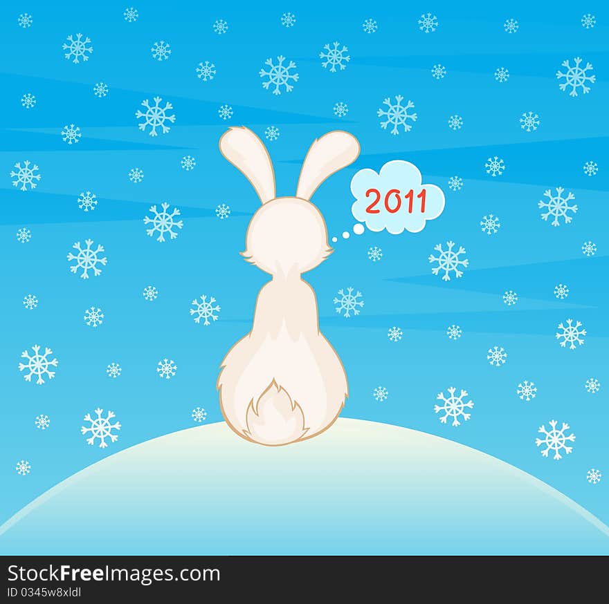 Cartoon little toy rabbit illustration for a design