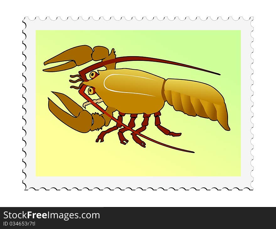 Colored stamp of insect. Crayfish