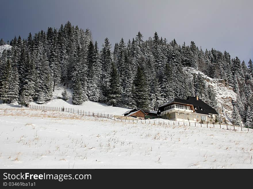 House/Hostel in snowy mountains